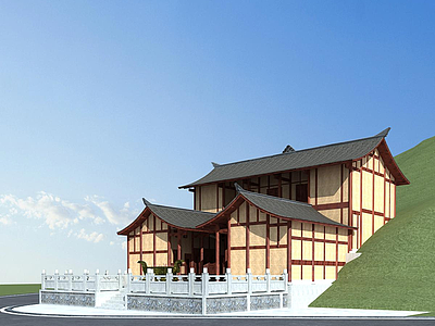 3d川西庙宇模型