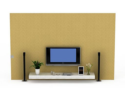 3d现代客厅电视墙模型