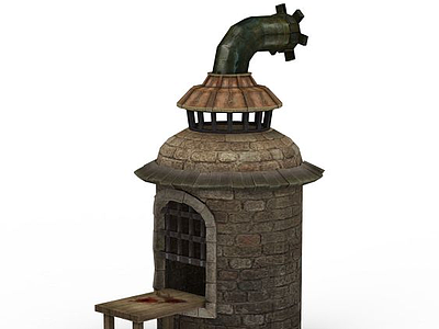 3d剑灵游戏场景建筑古窑模型