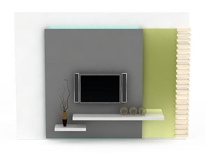 现代简约客厅电视墙模型3d模型