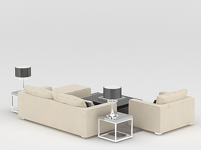 3d客厅皮艺沙发套装免费模型
