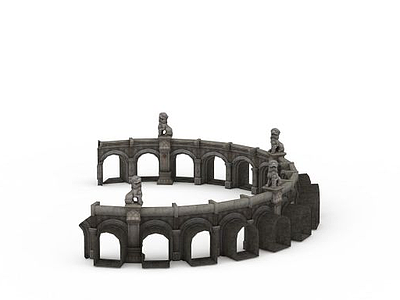 3d剑灵游戏场景城墙护栏模型