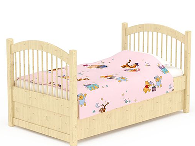 3d实木储物儿童床免费模型