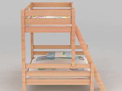 实木儿童上下床模型3d模型