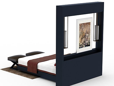 现代卧室双人床品模型3d模型