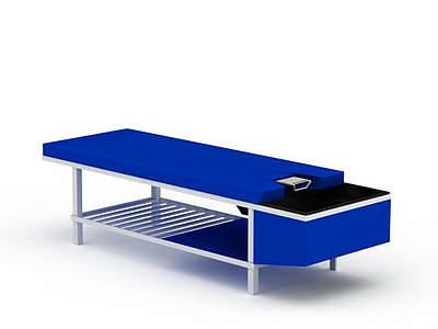 3d现代蓝色布艺按摩床免费模型