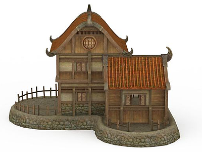 3d剑灵场景房子模型