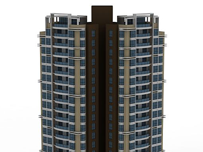 3d现代高层住宅楼建筑模型