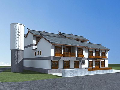 3d江南别墅居民楼模型