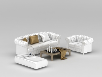 3d时尚银色组合沙发免费模型
