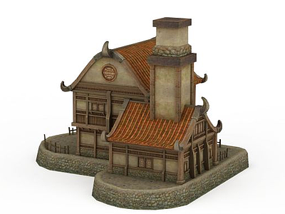 3d剑灵场景房子模型