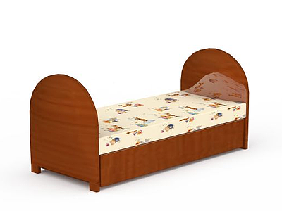 3d现代实木儿童床免费模型