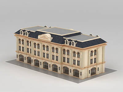 3d欧式酒店建筑模型