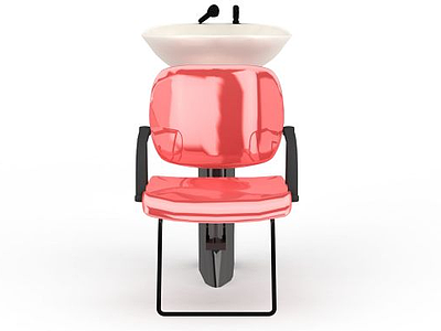 3d红色洗发按摩椅模型
