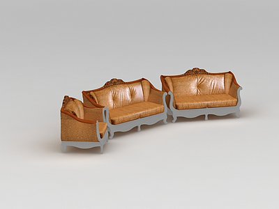3d欧式真皮沙发组合免费模型