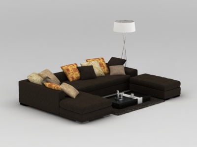 3d现代休闲布艺组合沙发免费模型