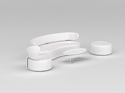 现代白色沙发茶几组合模型3d模型