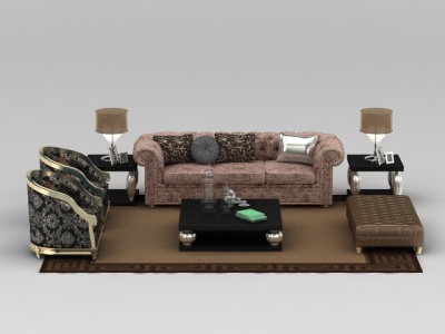 现代欧式客厅软沙发模型3d模型