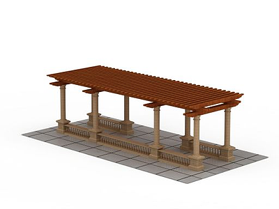 现代实木花架模型3d模型