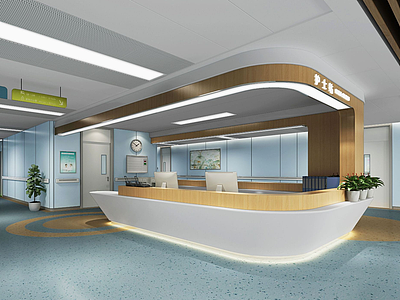 3d現代醫院護士站模型