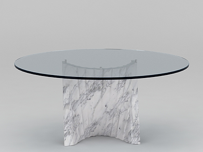 创意圆形钢化玻璃桌模型3d模型