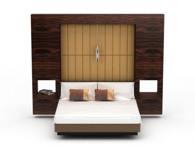 3d卧室软包双人床免费模型