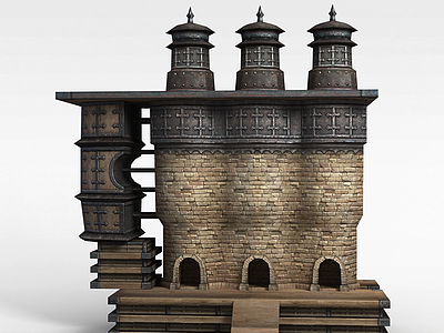 3d剑灵场景建筑模型