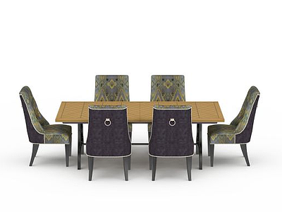 波士顿餐桌餐椅模型3d模型