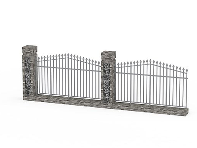 别墅围墙防护栏模型3d模型