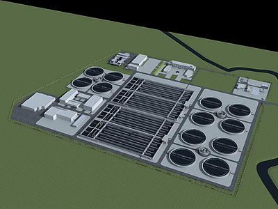 污水处理厂模型3d模型