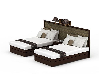 3d酒店单人套床免费模型