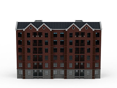 3d多层建筑居民楼模型