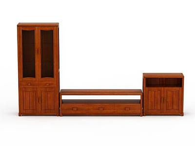 3d现代实木组合厅柜模型