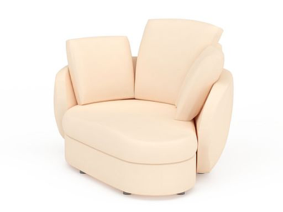3d现代米色布艺沙发椅免费模型