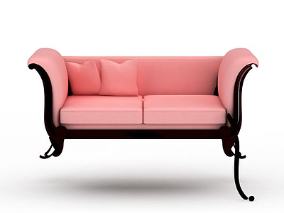 3d粉色休闲双人沙发免费模型