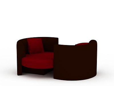 3d创意圆形大红色双人沙发免费模型