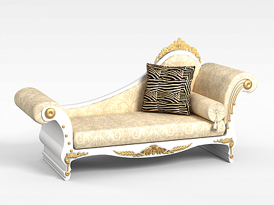 3d精美欧式印花布艺沙发床模型