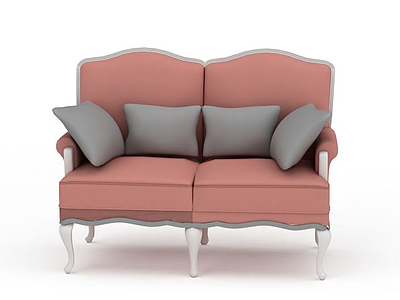 时尚粉色布艺双人沙发模型3d模型