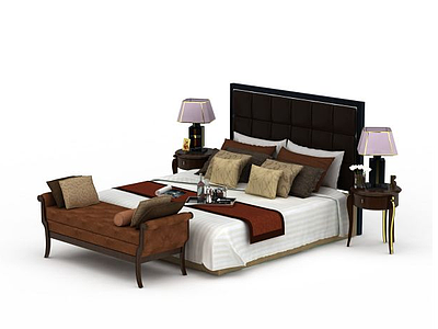 3d现代家居双人床免费模型