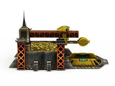红色警戒建筑物游戏场景模型3d模型
