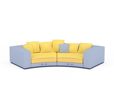 现代拼色布艺多人沙发模型3d模型