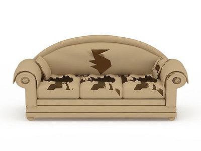 3d现代印花布艺沙发免费模型