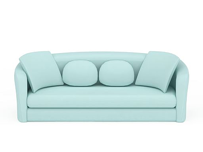 3d时尚淡蓝色布艺多人沙发免费模型