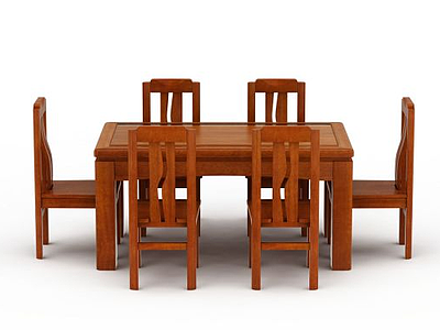 中式实木餐桌餐椅模型3d模型