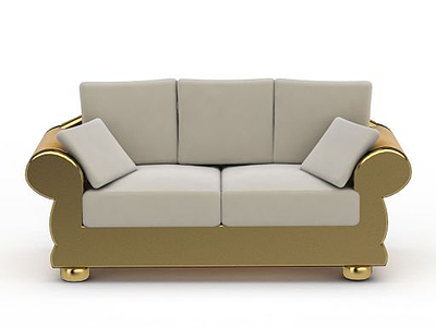 3d时尚金色双人沙发免费模型