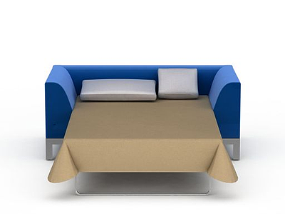 3d时尚蓝色布艺单人床免费模型