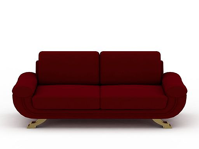 时尚大红色布艺双人沙发模型3d模型