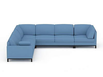 3d现代蓝色布艺多人沙发免费模型