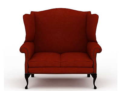 时尚红色布艺双人沙发模型3d模型