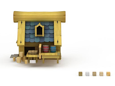 实木小房子模型3d模型